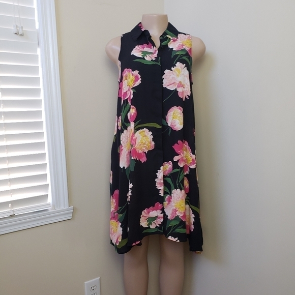 ADRIANNA PAPELL Floral Printed Fly Away Shirt Dress - Picture 1 of 10